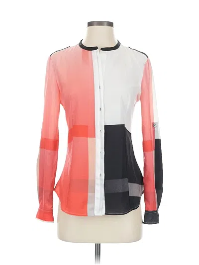 Pre-owned Calvin Klein Long Sleeve Blouse In Red