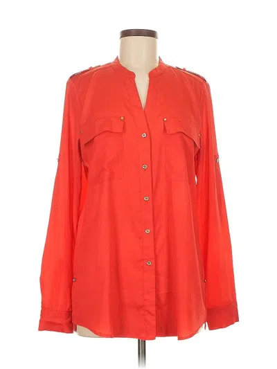Pre-owned Calvin Klein Long Sleeve Blouse In Red
