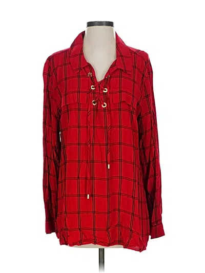 Pre-owned Calvin Klein Long Sleeve Blouse In Red