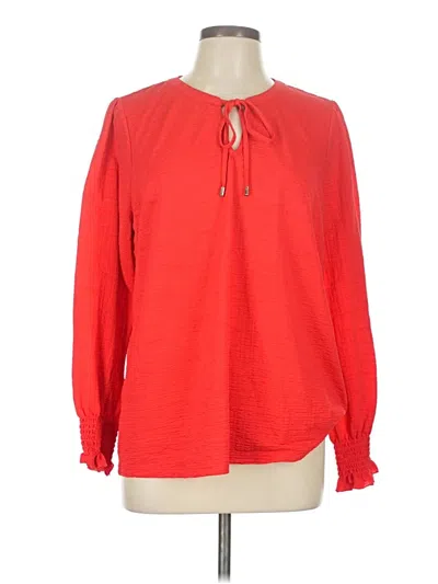 Pre-owned Calvin Klein Long Sleeve Blouse In Red