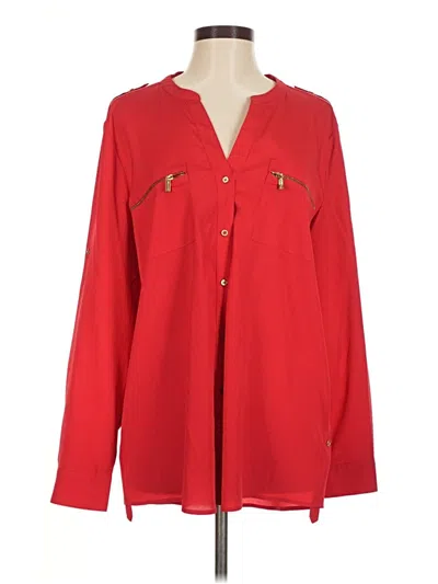 Pre-owned Calvin Klein Long Sleeve Blouse In Red