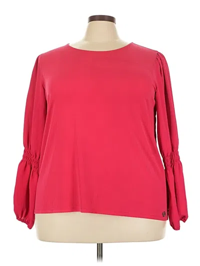 Pre-owned Calvin Klein Long Sleeve Blouse In Red