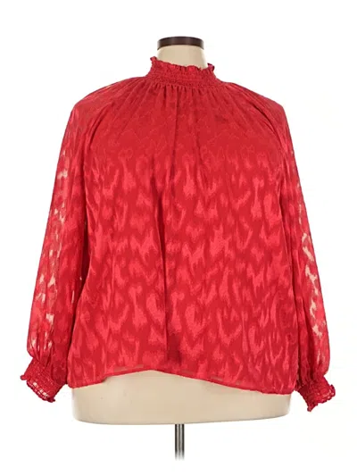Pre-owned Calvin Klein Long Sleeve Blouse In Red