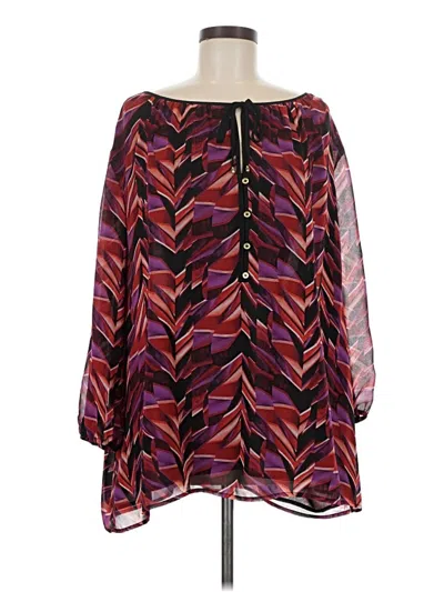 Pre-owned Calvin Klein Long Sleeve Blouse In Red