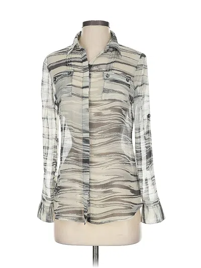 Pre-owned Calvin Klein Long Sleeve Blouse In Silver
