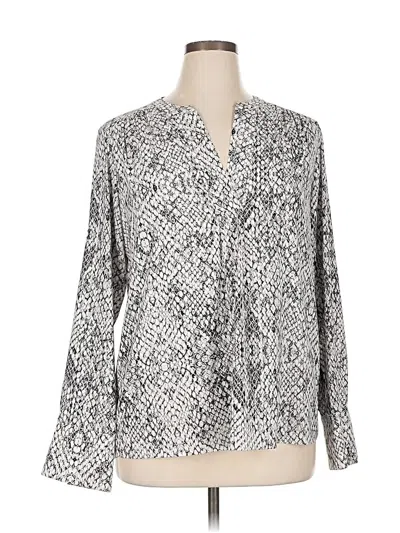 Pre-owned Calvin Klein Long Sleeve Blouse In Silver