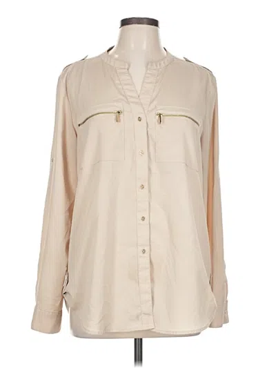 Pre-owned Calvin Klein Long Sleeve Blouse In Tan