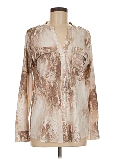 Pre-owned Calvin Klein Long Sleeve Blouse In Tan