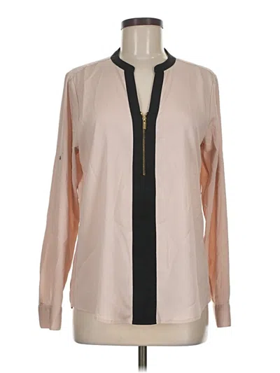 Pre-owned Calvin Klein Long Sleeve Blouse In Tan