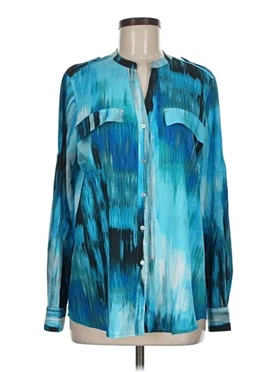Pre-owned Calvin Klein Long Sleeve Blouse In Teal