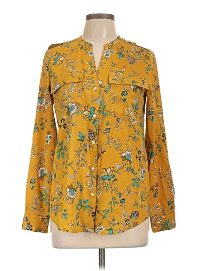 Pre-owned Calvin Klein Long Sleeve Blouse In Yellow