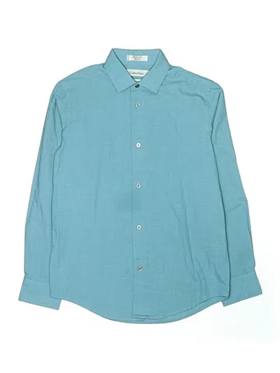Pre-owned Calvin Klein Kids' Long Sleeve Button Down Shirt In Blue