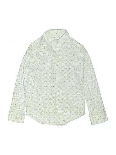 Pre-owned Calvin Klein Kids' Long Sleeve Button Down Shirt In Green