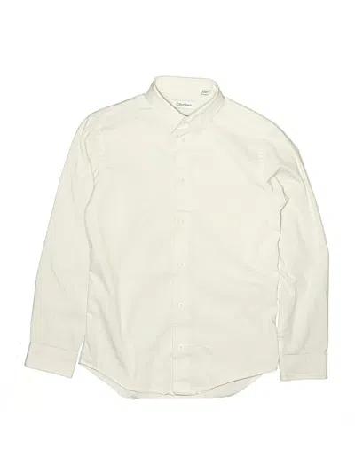 Pre-owned Calvin Klein Kids' Long Sleeve Button Down Shirt In Ivory