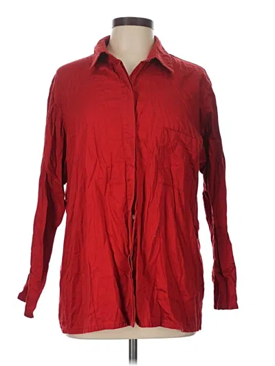 Pre-owned Calvin Klein Long Sleeve Button Down Shirt In Red
