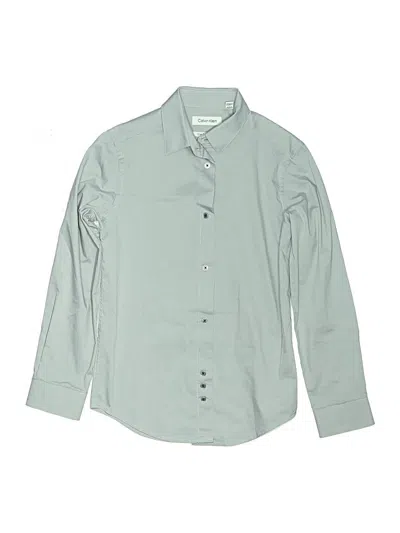 Pre-owned Calvin Klein Kids' Long Sleeve Button Down Shirt In Teal