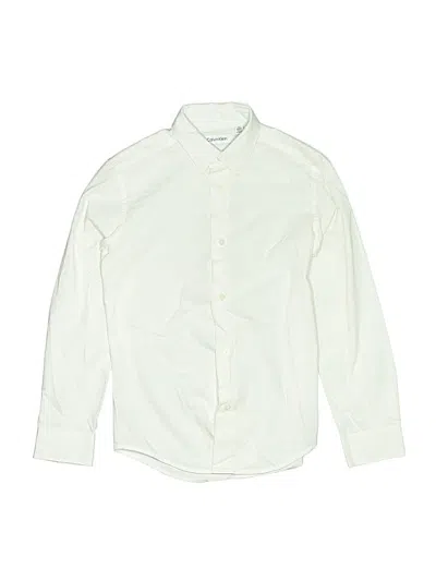 Pre-owned Calvin Klein Kids' Long Sleeve Button Down Shirt In White