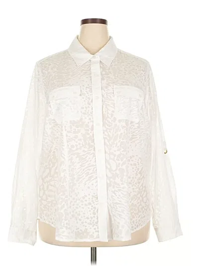 Pre-owned Calvin Klein Long Sleeve Button Down Shirt In White