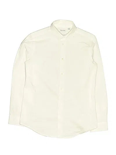 Pre-owned Calvin Klein Kids' Long Sleeve Button Down Shirt In White