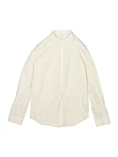 Pre-owned Calvin Klein Kids' Long Sleeve Button Down Shirt In White