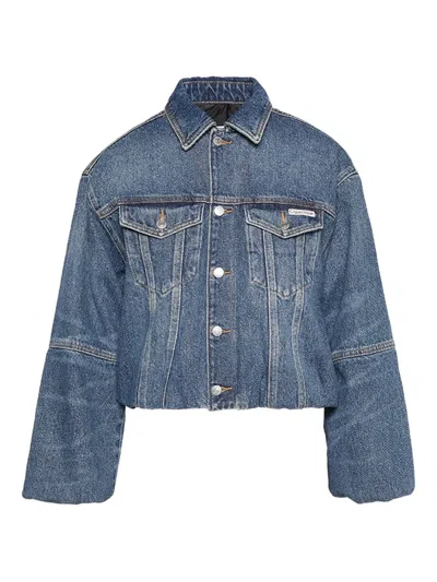 Calvin Klein Long-sleeve Buttoned Jacket In Blue