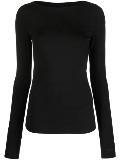 Calvin Klein Long-sleeve Cotton-blend T-shirt In Black