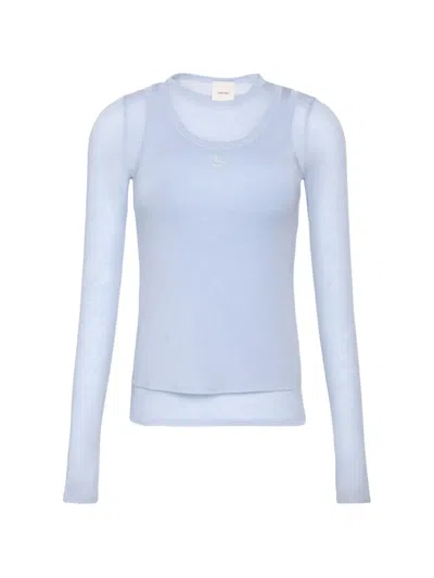 Calvin Klein Long-sleeve Double-layer T-shirt In Blue