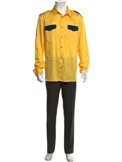 Pre-owned Calvin Klein Long Sleeve Dress Shirt In Yellow