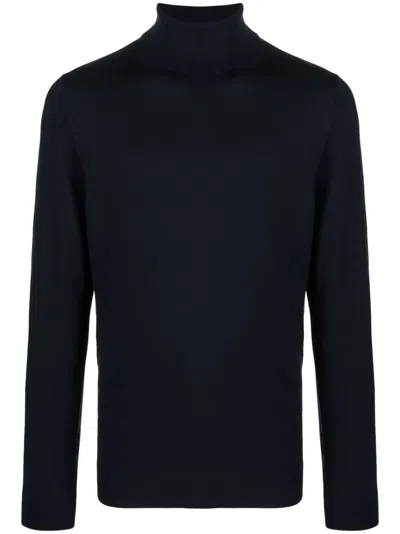 Calvin Klein Long-sleeve Fine-knit Wool Jumper In Blue
