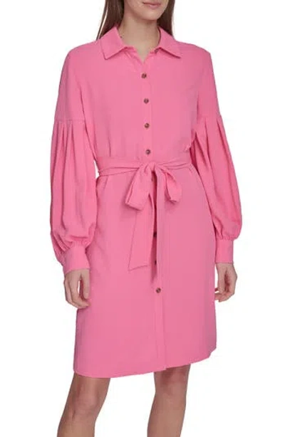 Calvin Klein Long Sleeve Gauze Shirtdress In Azalea