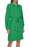 Calvin Klein Long Sleeve Gauze Shirtdress In Fern
