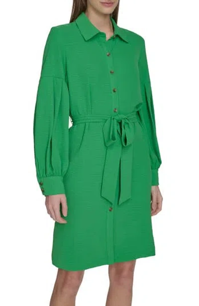 Calvin Klein Long Sleeve Gauze Shirtdress In Fern