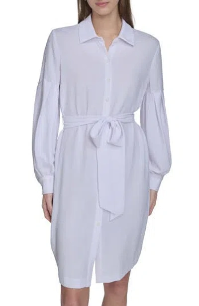 Calvin Klein Long Sleeve Gauze Shirtdress In White