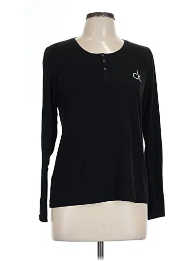 Pre-owned Calvin Klein Long Sleeve Henley Shirt In Black