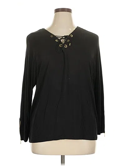 Calvin Klein Long Sleeve Henley Shirt In Black