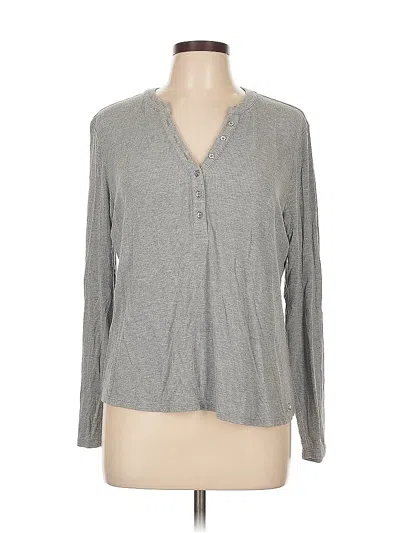 Pre-owned Calvin Klein Long Sleeve Henley Shirt In Gray