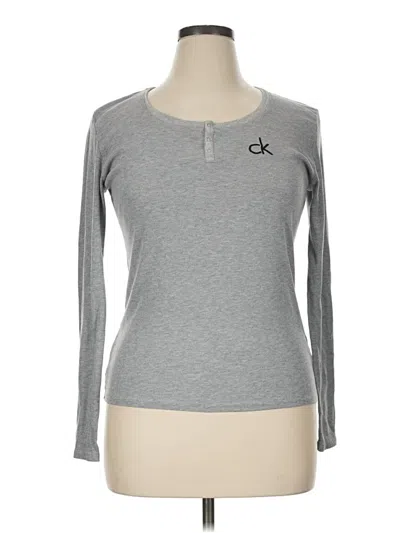 Pre-owned Calvin Klein Long Sleeve Henley Shirt In Gray