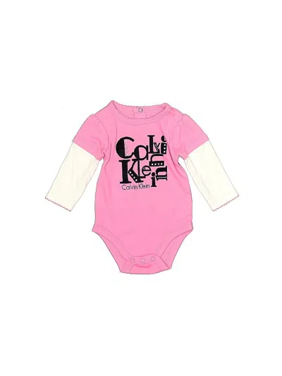 Pre-owned Calvin Klein Babies' Long Sleeve Onesie In Pink