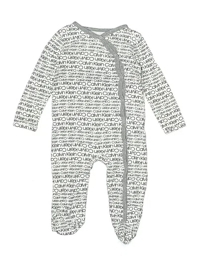 Pre-owned Calvin Klein Kids' Long Sleeve Onesie In Silver