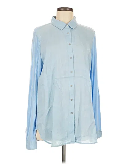 Pre-owned Calvin Klein Long Sleeve Polo Shirt In Blue