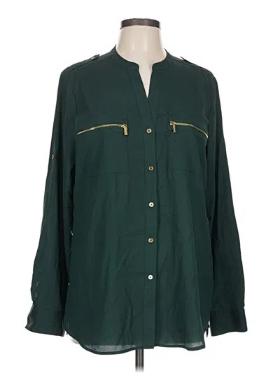 Pre-owned Calvin Klein Long Sleeve Polo Shirt In Green