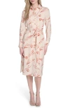 Calvin Klein Long Sleeve Shirtdress In Pink