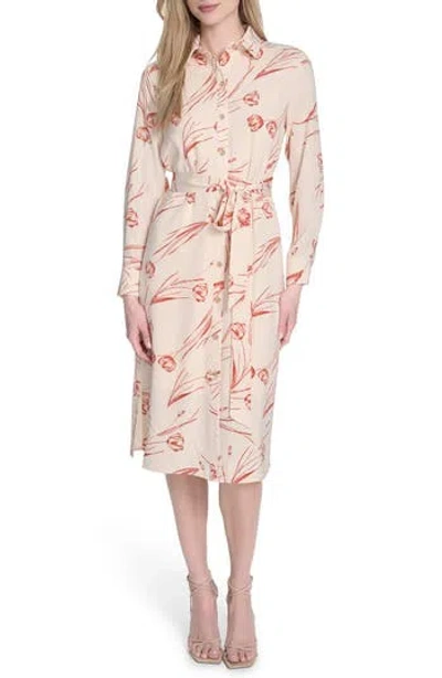 Calvin Klein Long Sleeve Shirtdress In Pink
