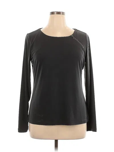 Pre-owned Calvin Klein Long Sleeve Top Black Crew Neck Tops