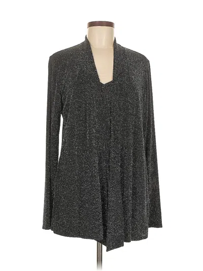 Pre-owned Calvin Klein Long Sleeve Top Gray Plunge Neckline Tops