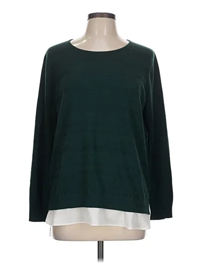 Pre-owned Calvin Klein Long Sleeve Top Green Boatneck Tops