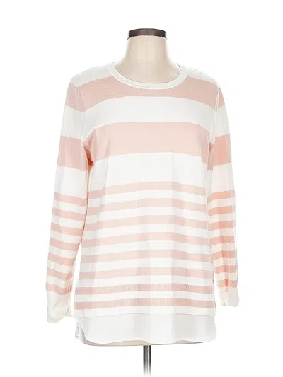 Pre-owned Calvin Klein Long Sleeve Top Pink Boatneck Tops