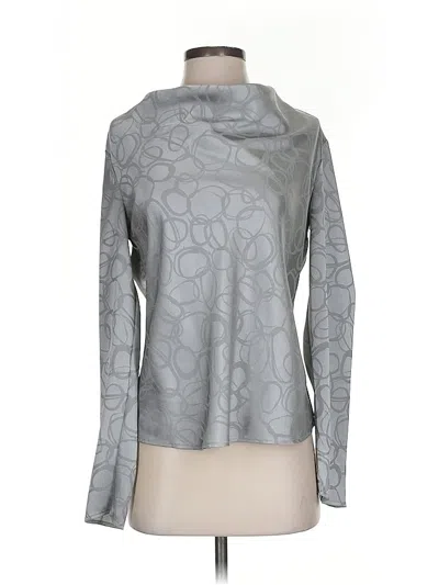 Pre-owned Calvin Klein Long Sleeve Top Teal Cowl Neck Tops In Blue