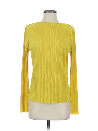 Pre-owned Calvin Klein Long Sleeve Top Yellow Boatneck Tops