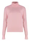 Calvin Klein Turtleneck Sweater In Merino Wool In Pink